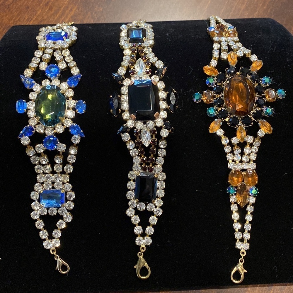 BEAUTIFULLY Brilliant Czechoslovakian Crystal and gemstone Bracelet. Sold each.